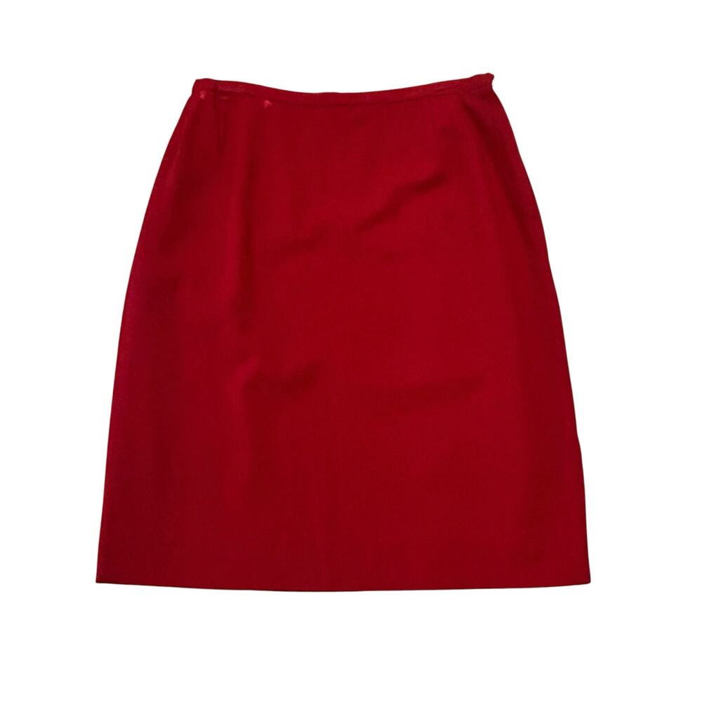 Vintage 60s Cranberry Red Pencil Skirt High Waist Lined Pockets 28 Waist -